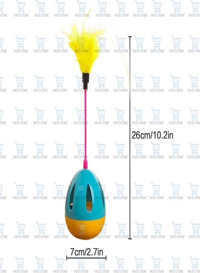 THE DDS STORE متجر DDS، ألعاب قطط صغيرة تفاعلية، لعبة قطط تفاعلية مع ريش مثبت في أعلى الكرة، قطعة واحدة، قد يختلف اللون (عبوة من قطعتين). - Image 3